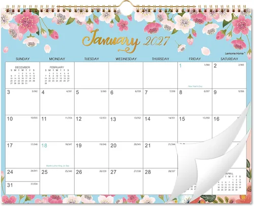 Vista 4 de Calendario 2027 – Calendario de pared 2027 con bolsillo, enero de 2027 a diciembre de 2027, calendarios mensuales de 12 x 12 pulgadas para el hogar