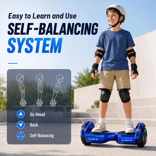 Vista 3 de HOVERSTAR Hoverboard para niños de 7 a 12 años y adolescentes, LED