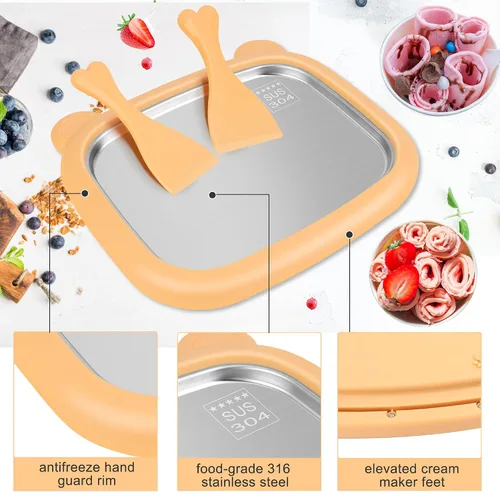 Vista 5 de Windspeed Máquina para hacer helados enrollados 1+12P, bandeja para hacer helados instantáneos, placa fría instantánea para hacer granizados