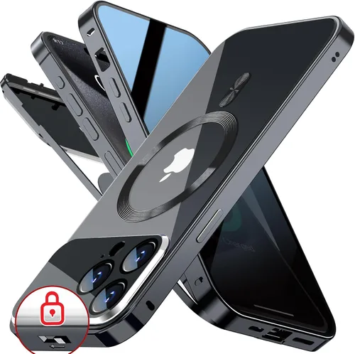 Vista 38 de Funda magnética de privacidad para iPhone 13 Pro, protección completa de la cámara, color negro [Mechanical Lock][Compatible with MagSafe]
