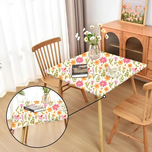 Vista 70 de Mantel ajustado blanco con elástico para mesas plegables de 48x48 pulgadas, manteles lavables y elásticos de elastano para mesas de cartas, manteles