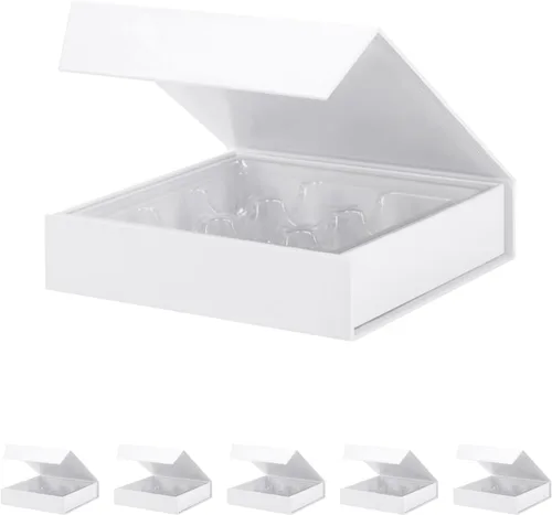 Vista 8 de 6 cajas de trufas negras, caja de chocolates, cajas de regalo magnéticas de trufa Cajas de trufas con bandeja de plástico de 9 piezas, cajas