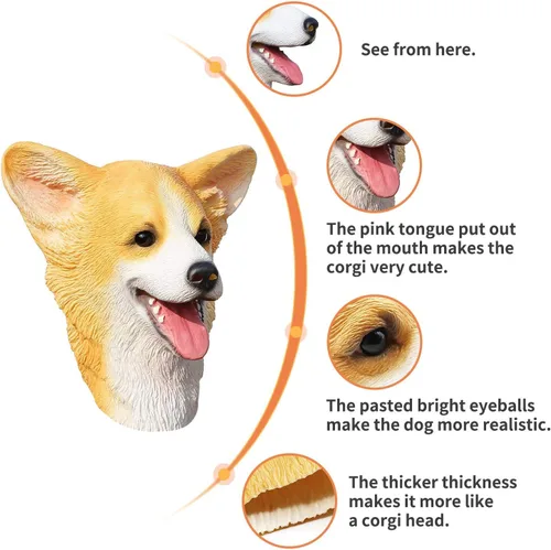 Vista 5 de CreepyParty Máscara de perro Corgi - Welsh Corgi Halloween disfraz de látex