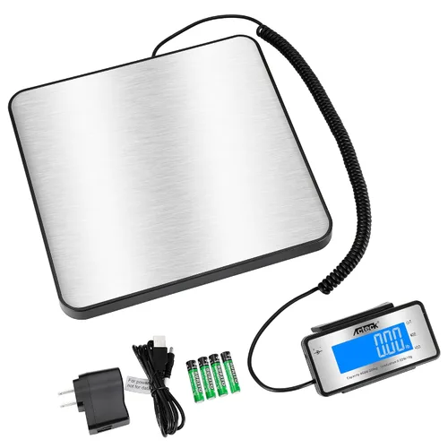 Vista 2 de Báscula digital postal de envío ACTECK, 208,6 kg x 0,45 g de alta precisión con plataforma de acero inoxidable, retroiluminación LCD, cuatro modos