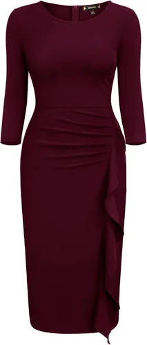 Vista 5 de Miusol Vestido de cóctel de manga 23 con volantes retro para mujer