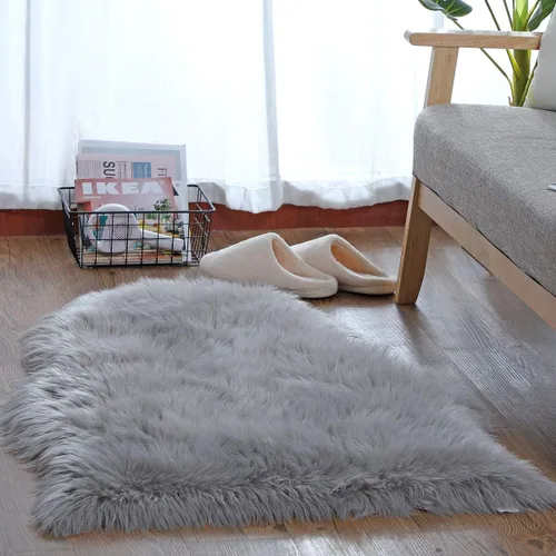 Vista 4 de Alfombra de pelo de oveja sintética QHWLKJ suave y esponjosa para sillón o sofá, mantita tipo alfombra para el sofá, el dormitorio, salón, suelo