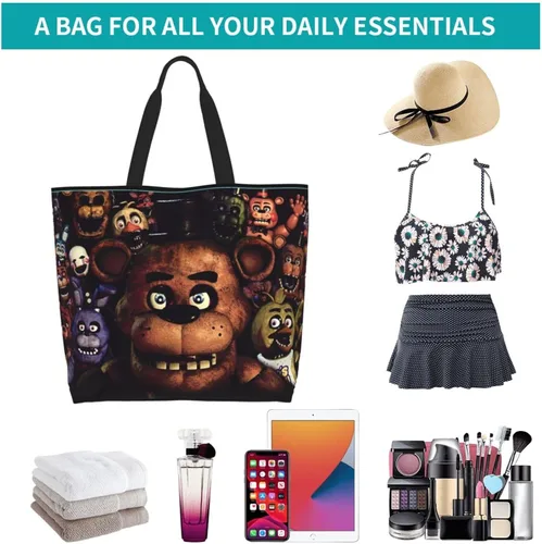 Vista 7 de BELSAV Bolsa de mano con estampado para mujer, reutilizable, plegable, bolsa de compras, bolsa de playa, bolsa de hombro, bolsa de viaje