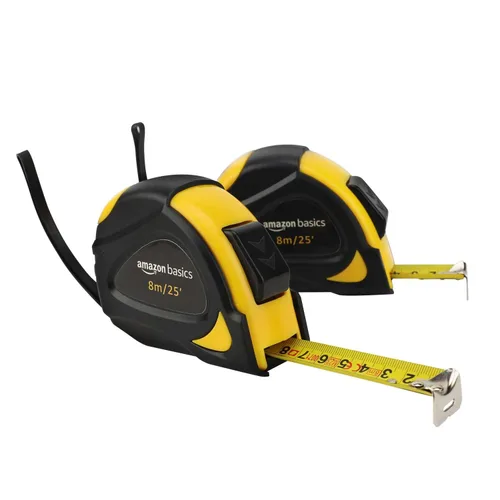 Vista 8 de Amazon Basics - Cinta métrica autobloqueante, precisión MID, 16 pies (5 m), Negro, Amarillo