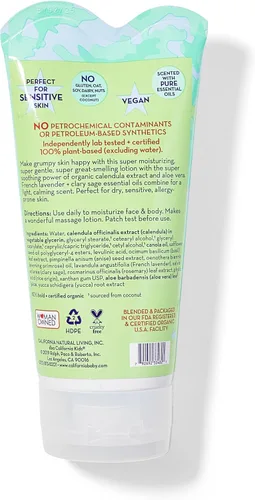 Vista 2 de California Kids Lotion #Chillax Hidratante 100% a base de plantas Cuidado de la piel para niños con piel sensible Loción corporal lavanda