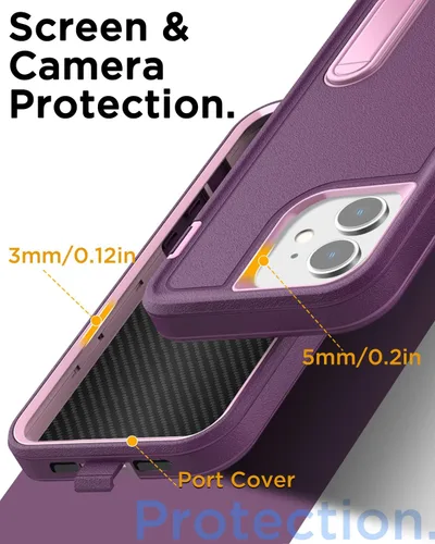 Vista 6 de AICase Funda para iPhone 11 con soporte integrado con protector de pantalla de vidrio + lente de cámara, resistente protección contra caídas, cuerpo