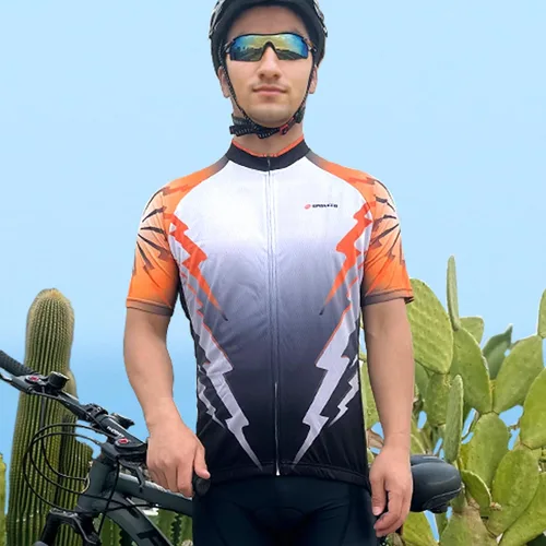 Vista 6 de sponeed - Jerséis de ciclismo para hombre, tops, camisas de ciclismo, manga corta, atuendo de ciclismo, chaqueta de ciclismo de cierre completo
