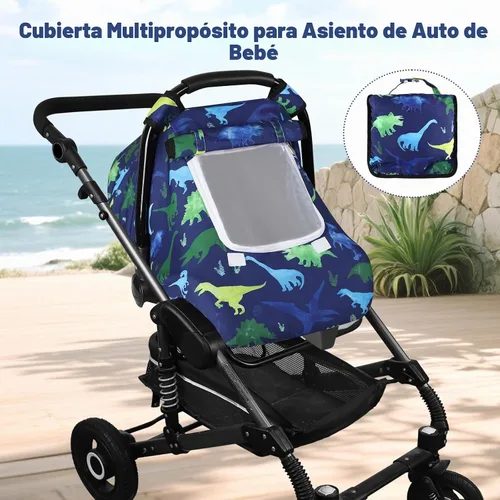 Vista 6 de TANOFAR - Funda para asiento de coche de bebé a prueba de viento, capota para asiento de coche infantil de 3D con lunares de visón y ventana