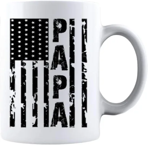 Vista 10 de Kropsis Taza de café de cerámica con diseño de bandera americana para familiares y amigos, color blanco