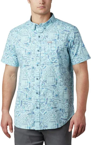 Vista 33 de Columbia - Camisa de manga corta para hombre Rapid Rivers con estampado, con cómodo elástico Colegial Navy Outback