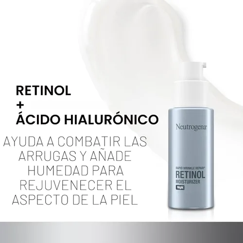 Vista 3 de Neutrogena - Crema hidratante de noche Rapid Wrinkle Repair Retinol, crema facial diaria antienvejecimiento con retinol y ácido hialurónico
