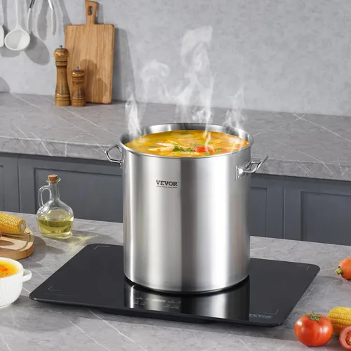 Vista 8 de VEVOR Olla de acero inoxidable, ollas de cocina de 24 cuartos, olla de salsa con tapa y asa, olla de grado comercial resistente, tratamiento