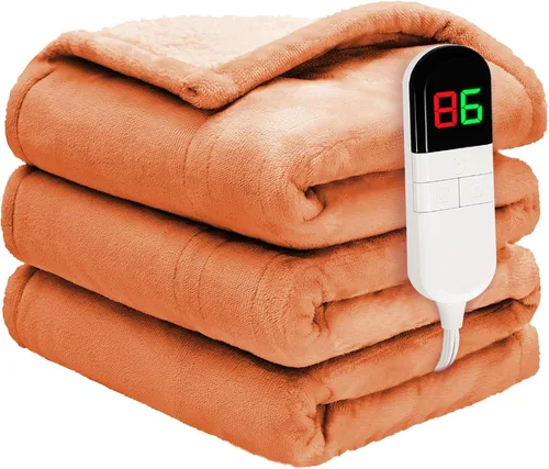 Vista 12 de Manta térmica de 50 x 60 pulgadas, manta eléctrica suave y acogedora de primera calidad con 6 niveles de calefacción, manta Sherpa de franela