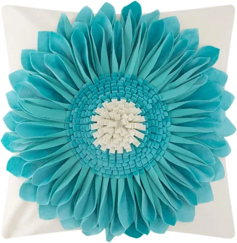 Vista 34 de OiseauVoler Fundas de almohada hechas a mano de 18 x 18 pulgadas, fundas de cojín de girasol 3D azules, fundas de almohada decorativas para sofá