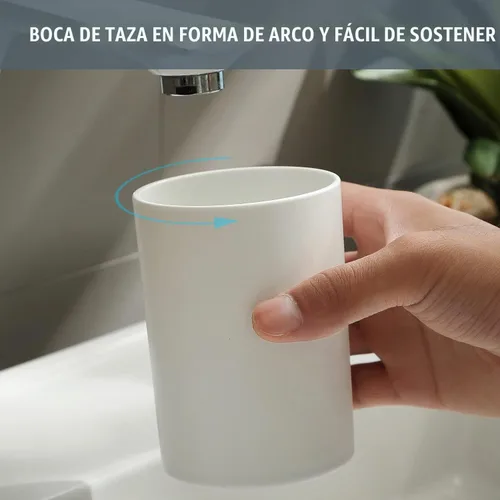 Vista 4 de Vaso de baño de 10.5 oz reutilizable irrompible para cepillo de dientes de 10.1 fl oz – Enjuague bucal de plástico fácil de limpiar soporte