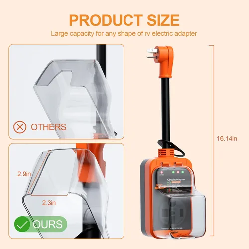 Vista 6 de Marsflex Protector de sobretensiones para RV, analizador de circuito de 15 amperios a 50 amperios, protección contra sobretensiones de 8000 julios