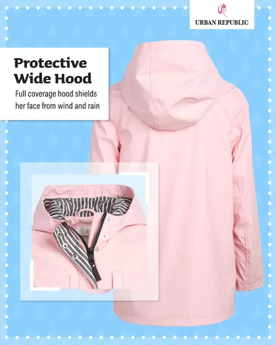 Vista 5 de URBAN REPUBLIC Chubasquero para niña - Chaqueta impermeable cortavientos Slicker Shell (7-16)