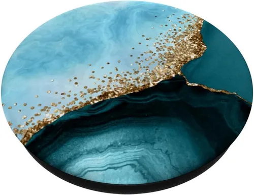 Vista 2 de PopSockets de mármol de ágata dorada intercambiable PopGrip