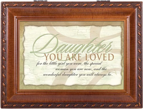 Vista 2 de Cottage Garden Maravillosa hija Woodgrain cuerda Trim Music Box reproduce ilumina mi vida