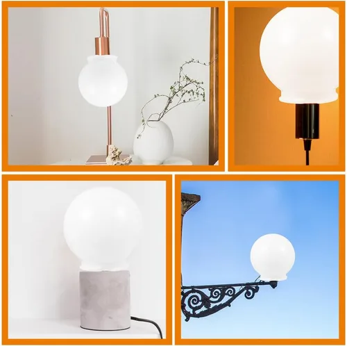 Vista 6 de 2 unids acrílico lámpara poste globo con cuello blanco lámpara sombra redonda de plástico globo de luz apertura cuello ventilador techo cubiertas