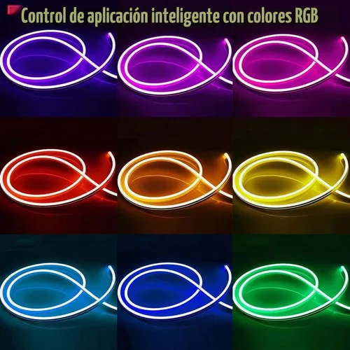 Vista 2 de Luces de tira de neón L8star, luces de cuerda de neón LED de 32.8 pies/10m con control remoto APP, luces de tira de neón LED flexibles impermeables