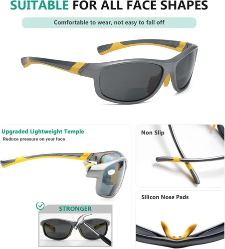 Vista 34 de Eyekepper Gafas de sol deportivas bifocales polarizadas para mujer