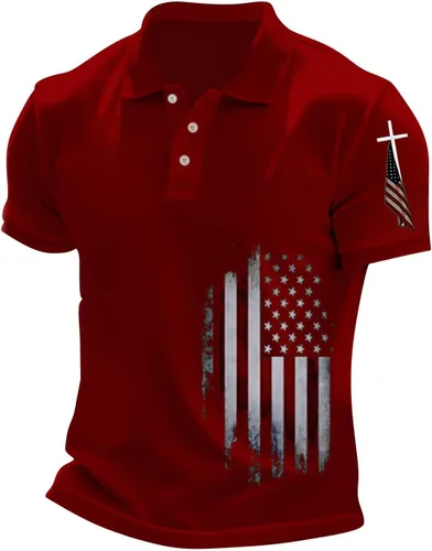 Vista 6 de GOKKILRW Camisas polo con la bandera estadounidense para hombre, camisetas potrióticas para el Día de los Caídos, manga corta, cuello de trabajo