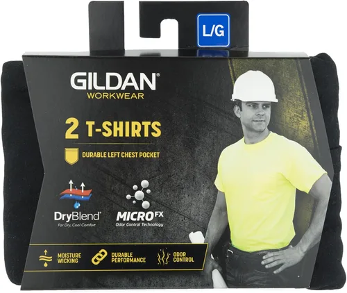 Vista 6 de Gildan Camisetas de trabajo DryBlend para hombre con bolsillo, 2