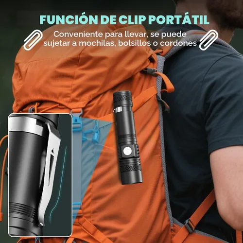 Vista 3 de NAKCNM 2Pack T6 LED 4 Modes Zoomable Pocket Flashlight High Lumens