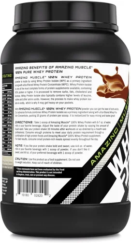 Vista 4 de Amazing Muscle - Polvo aislado y concentrado de proteína de suero 0.88 oz de proteína por porción Sin OMG Sin gluten
