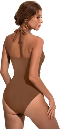 Vista 34 de SUUKSESS Traje de baño sexy de una pieza con volantes y control de abdomen para mujer