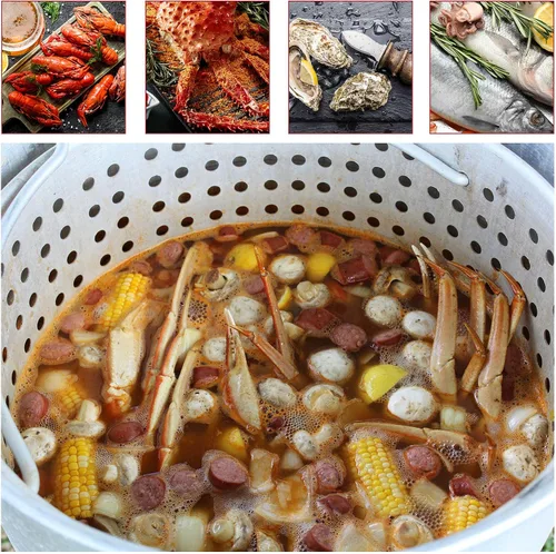 Vista 3 de Creole Feast SBK0801 Kit de ebullición de mariscos de 80 cuartos de galón con colador, olla y cesta para hervir mariscos al aire libre con quemador
