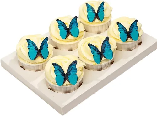 Vista 9 de Mariposas comestibles para decoración de pasteles, decoración comestible de arco iris para pasteles y cupcakes, mariposas de papel de oblea