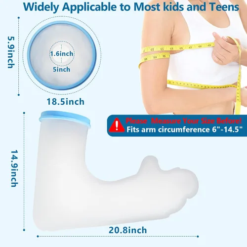 Vista 5 de Funda impermeable para brazo de ducha, protector de brazo completo para adolescentes, funda de ducha para bolsa de brazo para ducha, funda de brazo