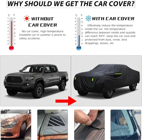 Vista 5 de DREAMIZER Funda para automóvil compatible con Toyota Tacoma 2016-2022 2023, funda impermeable para todo tipo de clima, cubierta completa