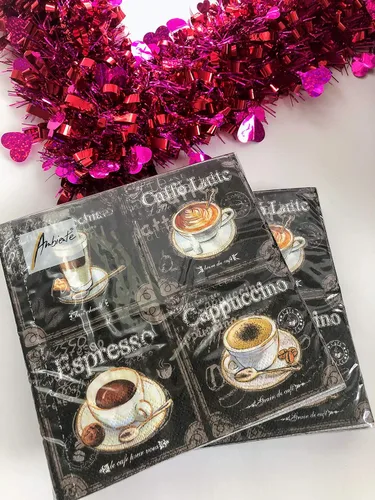 Vista 5 de Servilletas de café de 20 unidades, servilletas de papel decorativas en blanco y negro para decoupage, servilletas de papel de otoño, servilletas
