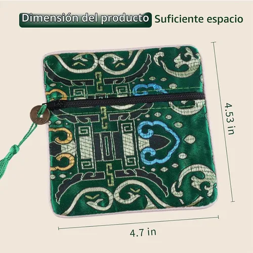 Vista 2 de 24pc chino brocado de seda monedero bordado joyería bolsa cremallera cartera bolsa