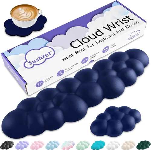 Vista 18 de Cloud Reposamuñecas para Teclado, Juego de Almohadilla para Muñeca de Teclado Cloud con Espuma Viscoelástica de Cuero PU, Lindo Reposabrazos