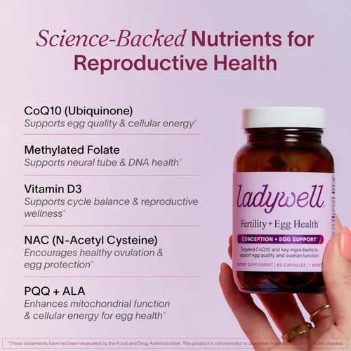 Vista 4 de Ladywell Fertilidad + Salud del óvulo Apoyo de fertilidad Salud ovárica, calidad del óvulo, apoyo para el bienestar de la ovulación