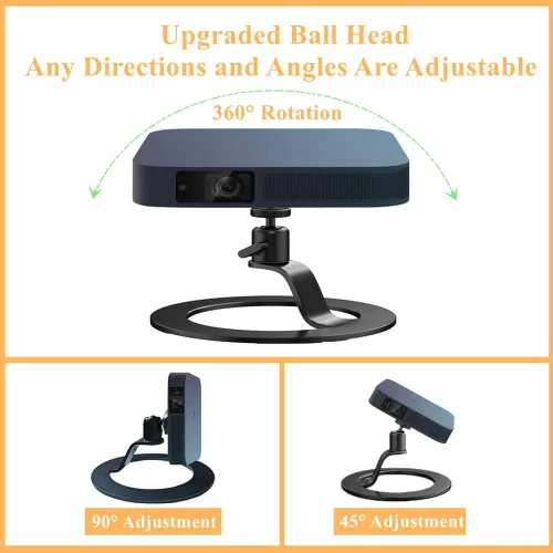 Vista 2 de Soporte de aluminio para proyector, base de montaje para proyector de escritorio, ángulo de cabeza esférica, soporte de mesa ajustable de 360 grados