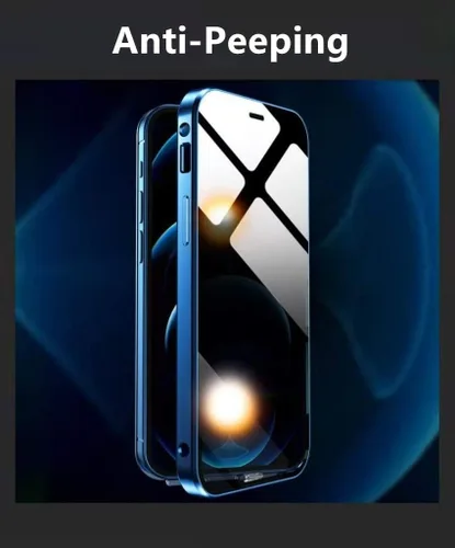 Vista 2 de Funda antiespía doble con bloqueo de seguridad para iPhone 11 Pro, carcasa de aluminio con protector de pantalla para lente de cámara, protección