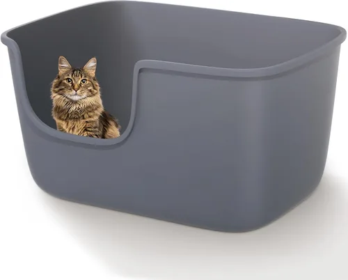 Vista 7 de Vealind Caja de Arena Grande para Gatos de Interior con Lados Altos y Entrada Baja Caja de Arena 22.2"×14.9"×12" Cajas de Arena Altas con Pared
