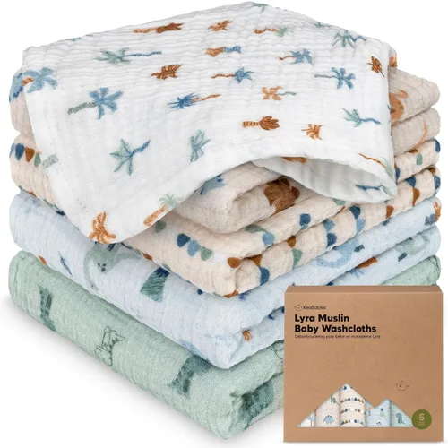Vista 16 de Paquete de 5 paños de muselina para recién nacidos, 12 x 12 pulgadas, suaves y absorbentes, de muselina de algodón orgánico, para bebés, niñas