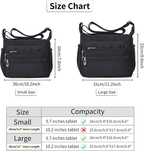 Vista 2 de Bolso bandolera impermeable para mujer, bolso bandolera de nailon, casual