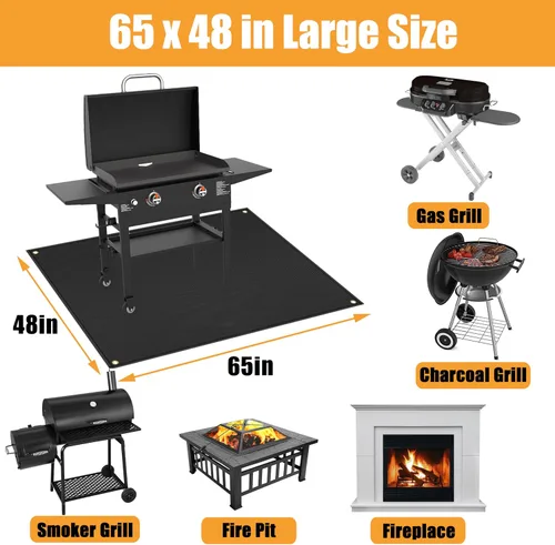 Vista 5 de Alfombrillas de parrilla para parrilla al aire libre – Resistente al fuego para barbacoa debajo de la parrilla, parrillas de gas para proteger