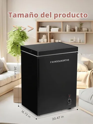 Vista 2 de F.W.WOOLWORTHS Congelador de pecho de 3.5 pies cúbicos con cesta extraíble, termostato ajustable 7 para congelador profundo, congelador compacto